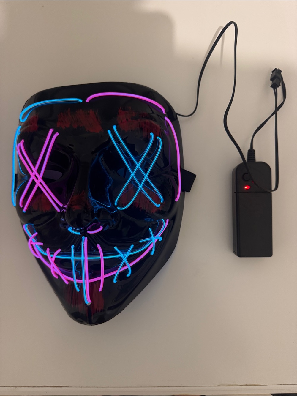 Halloween costume item-  LED Neon Pink & Blue Halloween Mask